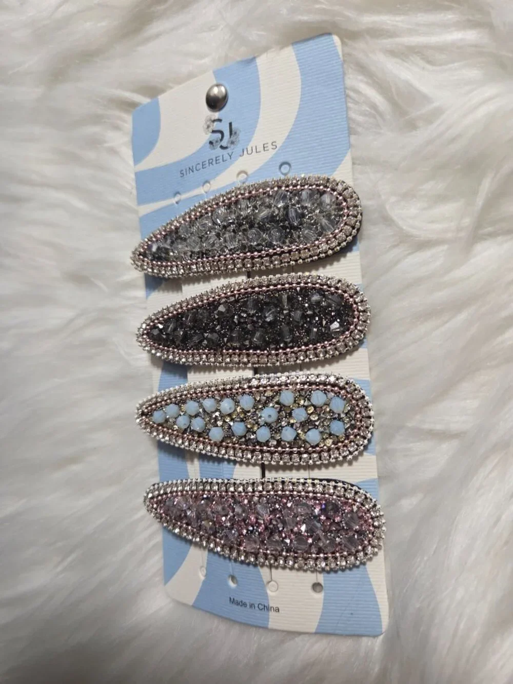 Sincerely Jules Beaded/Stone Hair Snap Clip Set